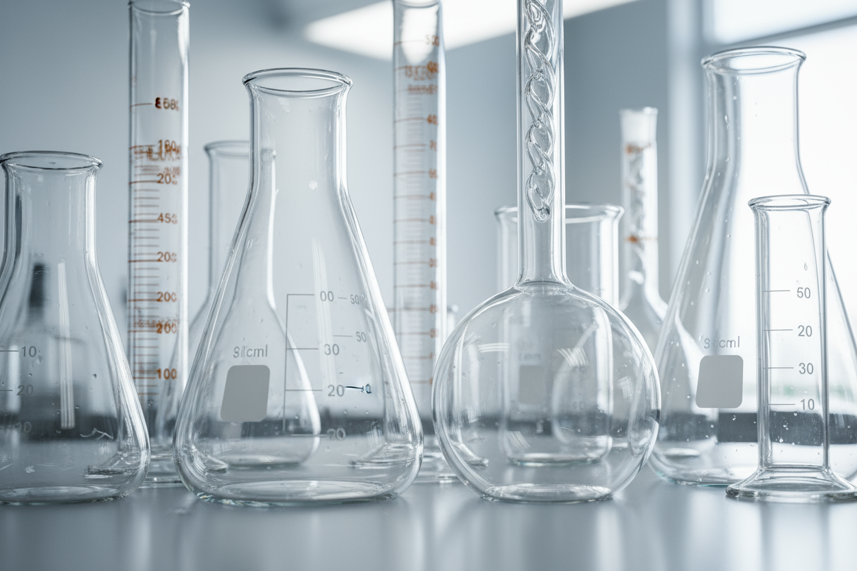 Macro shots of lab glassware